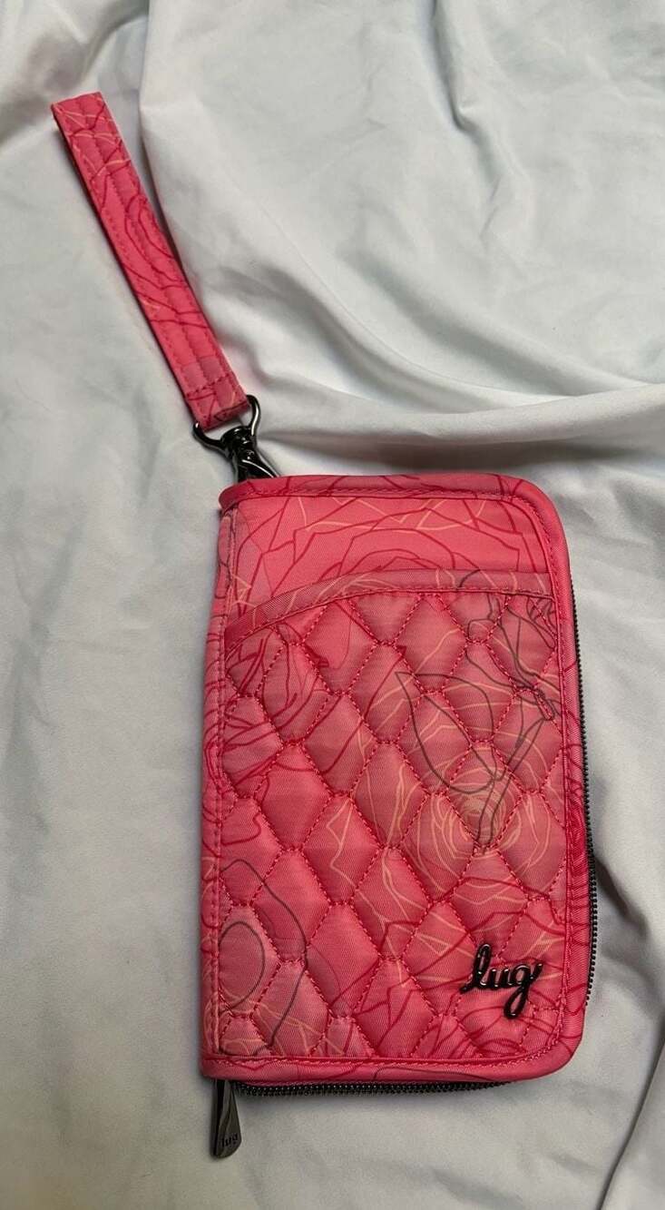Lug Tandem SE Quilted Wallet with Wristlet Strap in Floral Pink